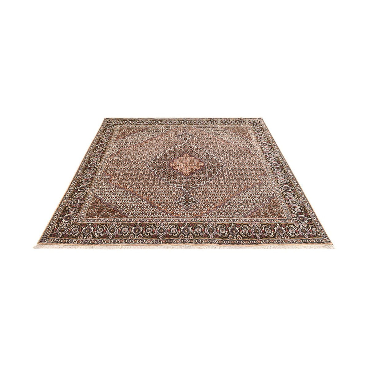 Tappeto Persero - Tabriz - Reale quadrato  - 202 x 202 cm - marrone