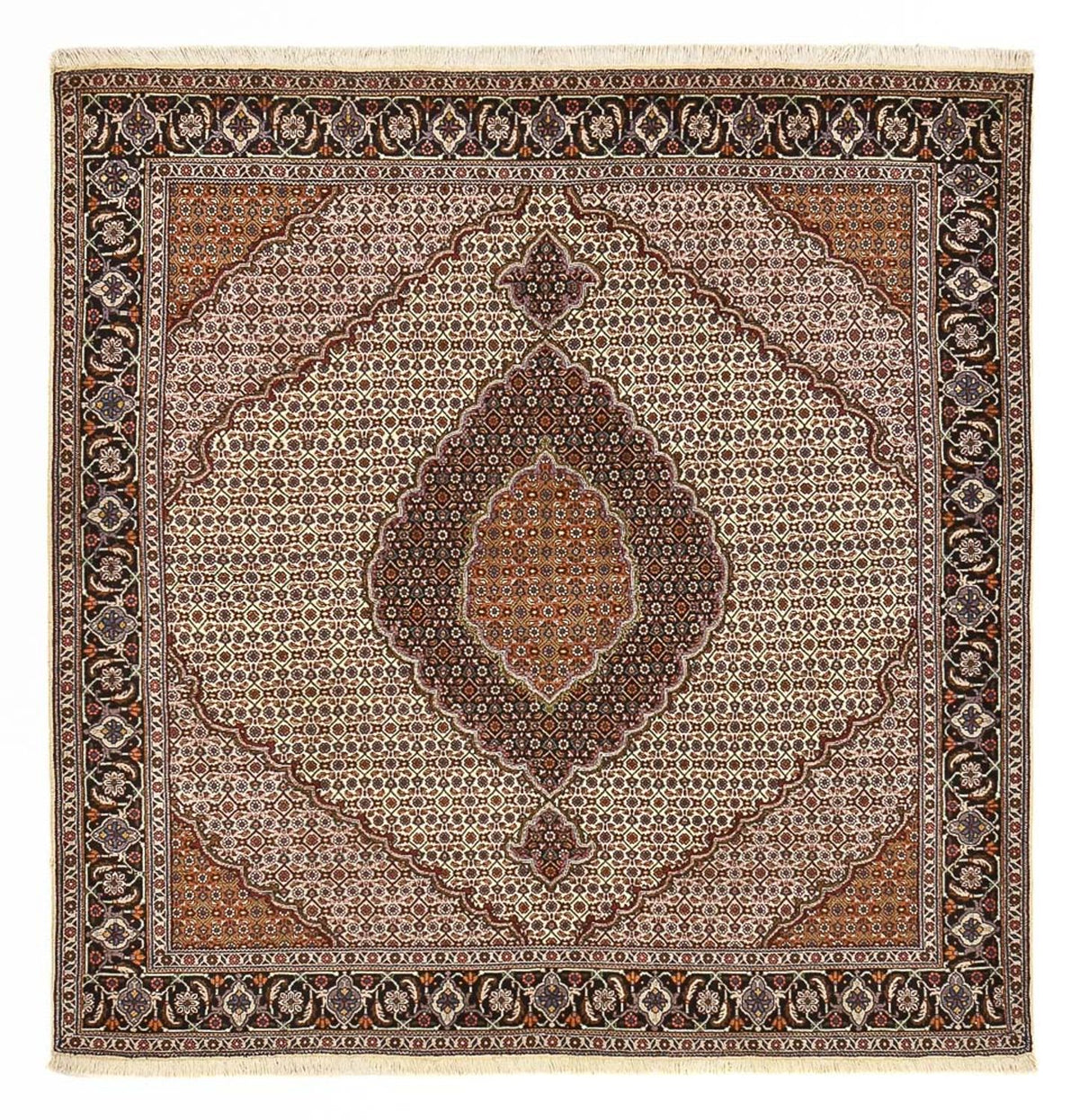 Tappeto Persero - Tabriz - Reale quadrato - 210 x 200 cm - marrone chiaro