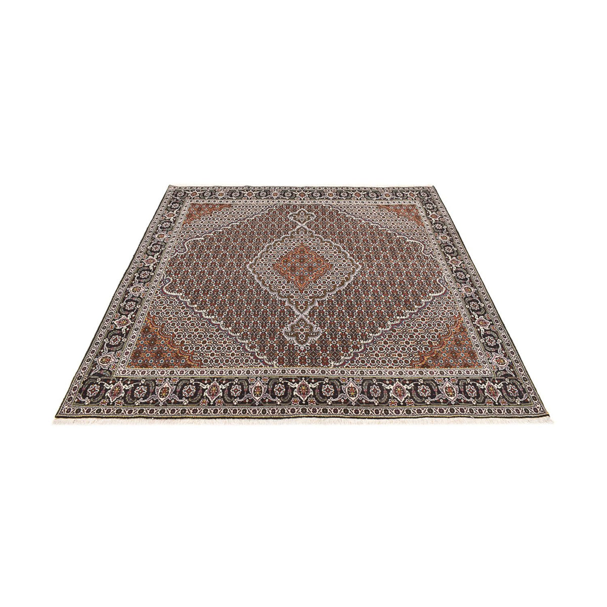 Tappeto Persero - Tabriz - Reale quadrato  - 200 x 200 cm - marrone