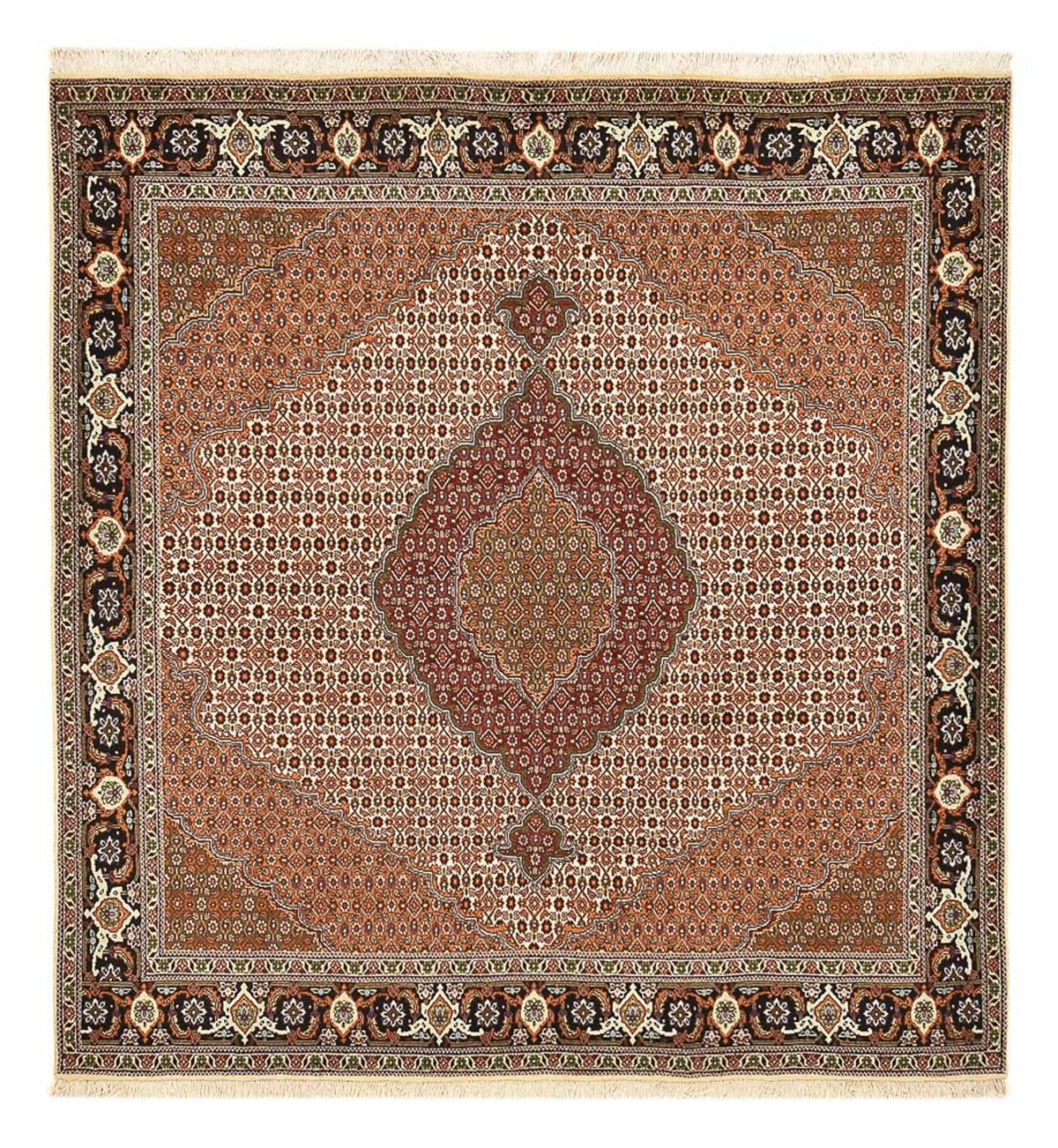 Tappeto Persero - Tabriz - Reale quadrato  - 209 x 198 cm - marrone