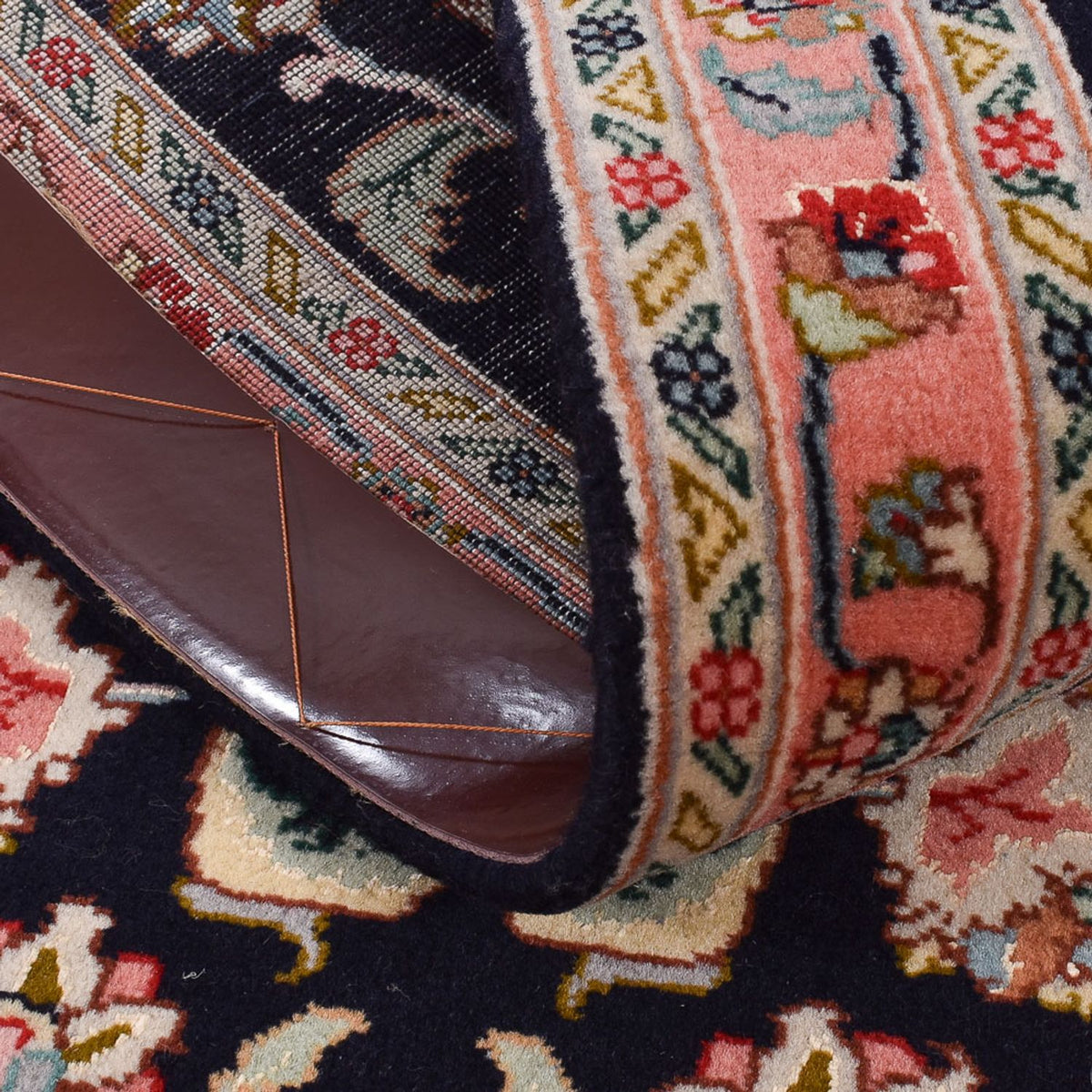 Tappeto corsia Tappeto Persero - Tabriz - Premio - 290 x 69 cm - blu scuro