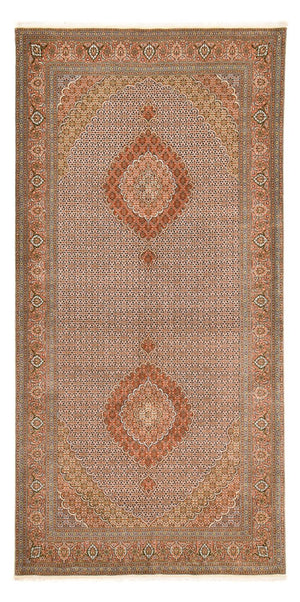 Tappeto corsia Tappeto Persero - Tabriz - Reale - 403 x 200 cm - marrone chiaro