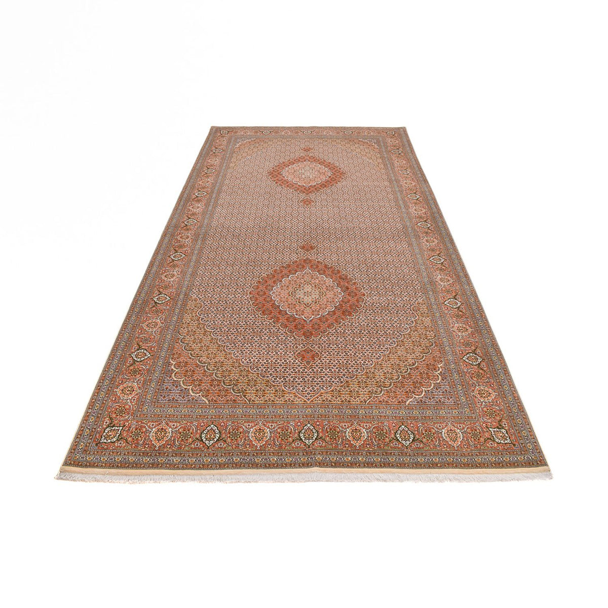 Tappeto corsia Tappeto Persero - Tabriz - Reale - 403 x 200 cm - marrone chiaro