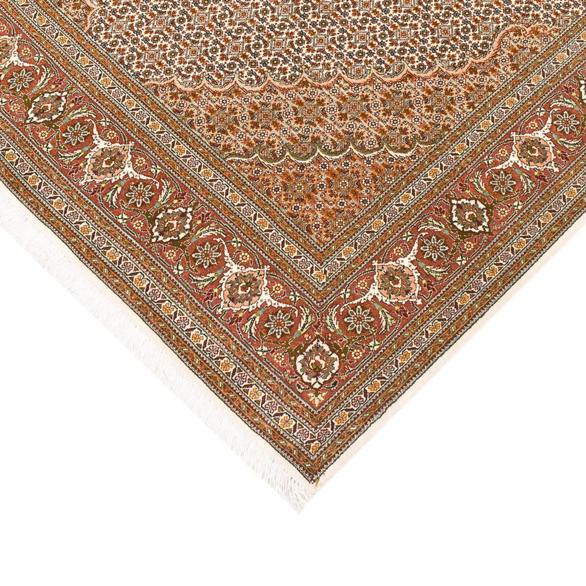 Tappeto corsia Tappeto Persero - Tabriz - Reale - 404 x 150 cm - marrone chiaro