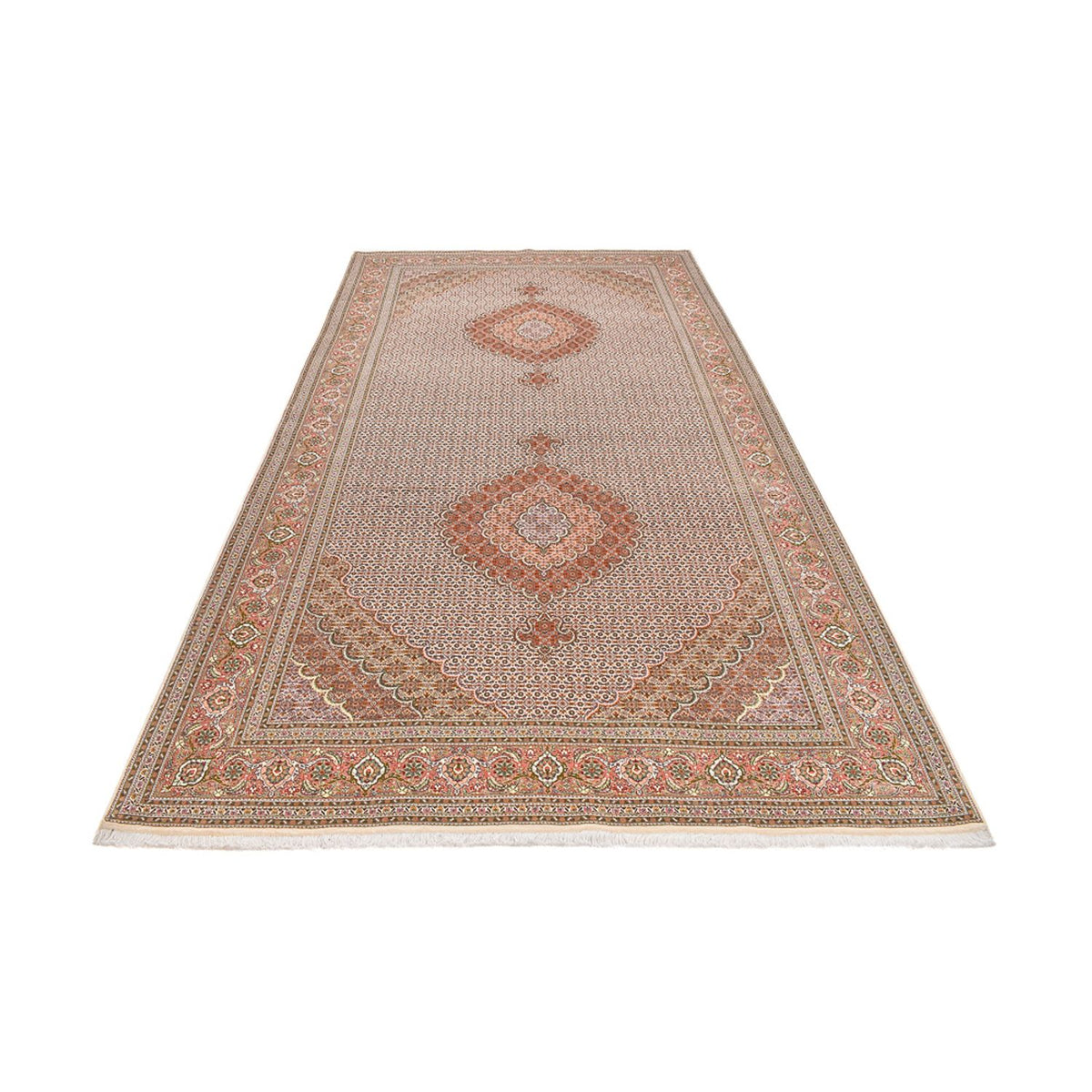Tappeto corsia Tappeto Persero - Tabriz - Reale - 400 x 202 cm - rosso chiaro