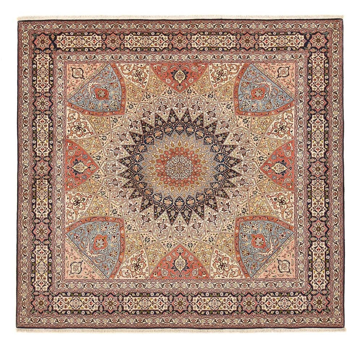 Tappeto Persero - Tabriz - Reale quadrato  - 254 x 248 cm - beige scuro