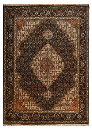 Tappeto Persero - Tabriz - Reale - 205 x 146 cm - marrone scuro