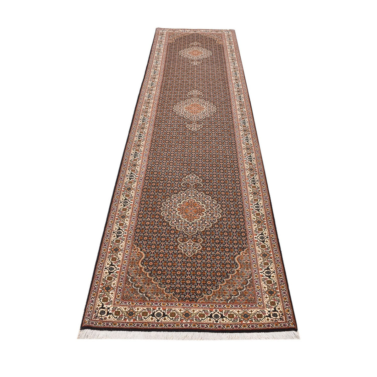 Tappeto corsia Tappeto Persero - Tabriz - Reale - 392 x 67 cm - beige scuro