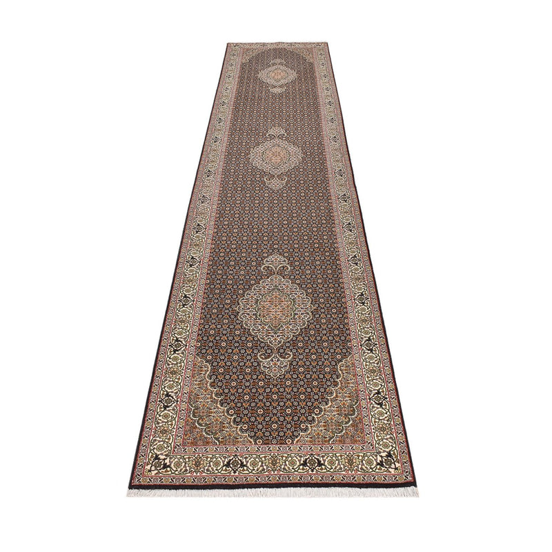 Tappeto corsia Tappeto Persero - Tabriz - Reale - 390 x 82 cm - beige scuro