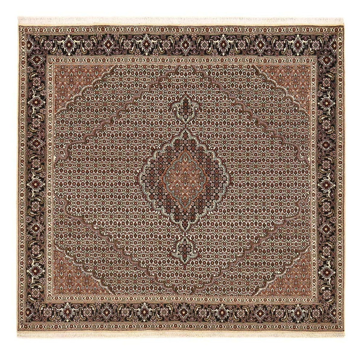 Tappeto Persero - Tabriz - Reale quadrato  - 202 x 200 cm - marrone