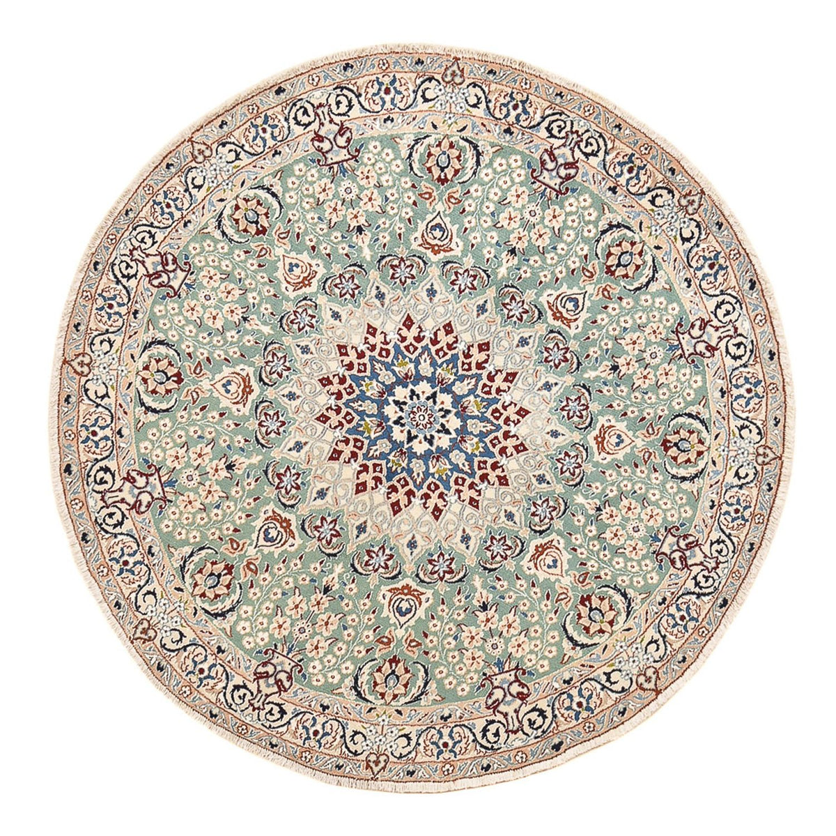 Tappeto Persero - Nain - Reale rotondo  - 139 x 139 cm - verde chiaro