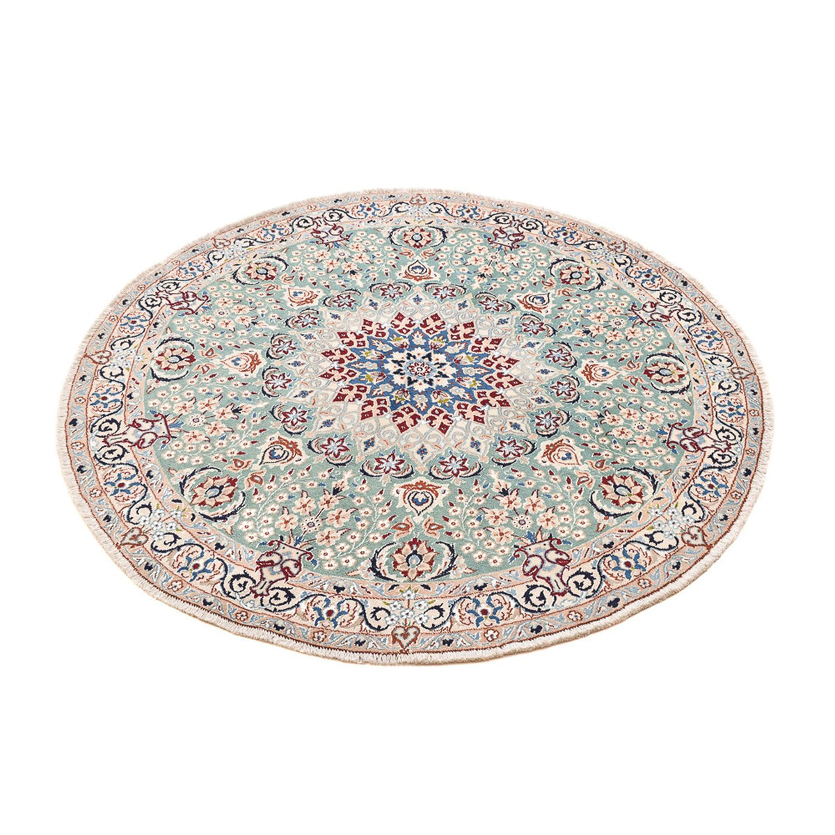 Tappeto Persero - Nain - Reale rotondo  - 139 x 139 cm - verde chiaro
