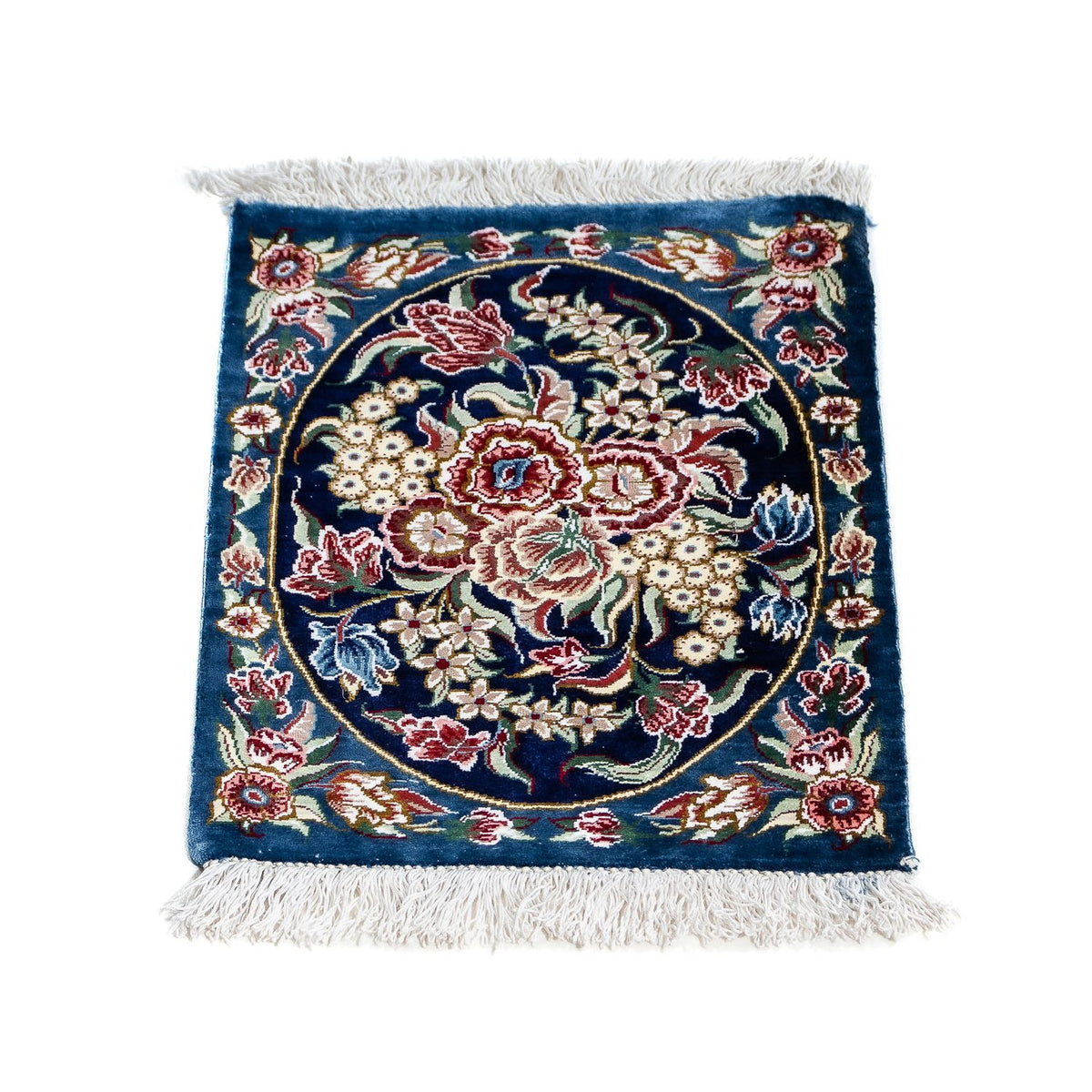 Tappeto di seta - Ghom seta - Premio - 40 x 28 cm - blu scuro