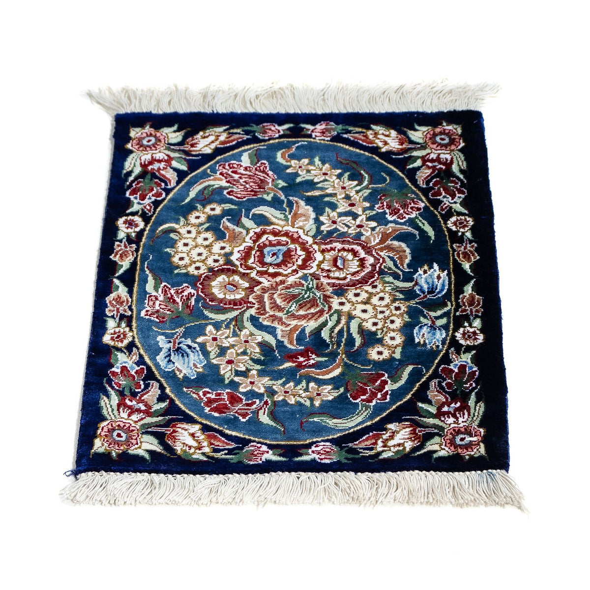 Tappeto di seta - Ghom seta - Premio - 40 x 28 cm - blu scuro