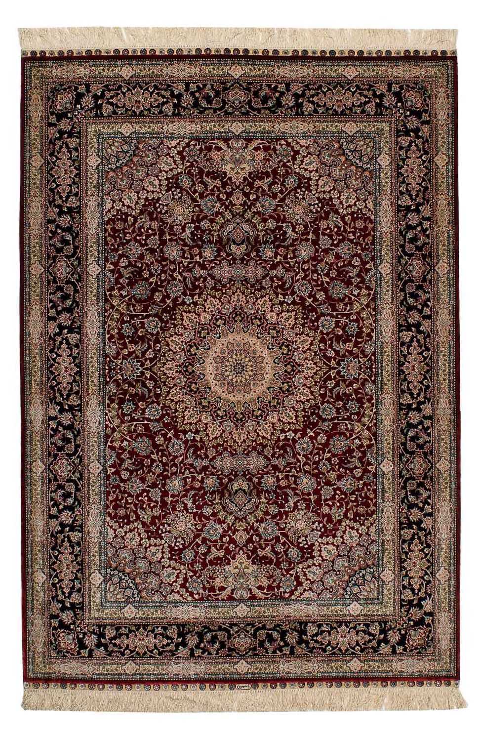 Tappeto di seta - seta cinese - 183 x 122 cm - rosso scuro