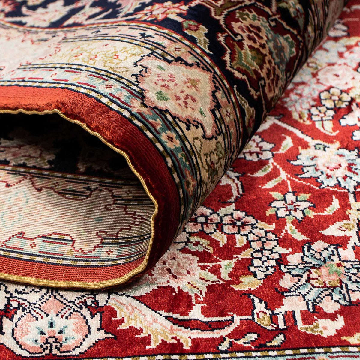 Tappeto di seta - seta cinese - 183 x 122 cm - rosso scuro