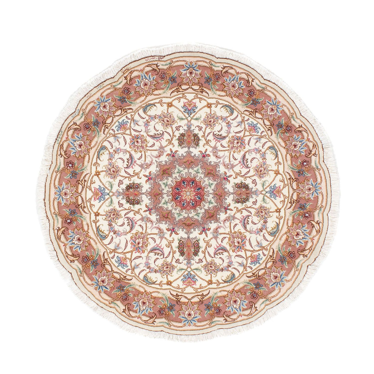 Tappeto Persero - Tabriz - Reale rotondo - 105 x 105 cm - beige