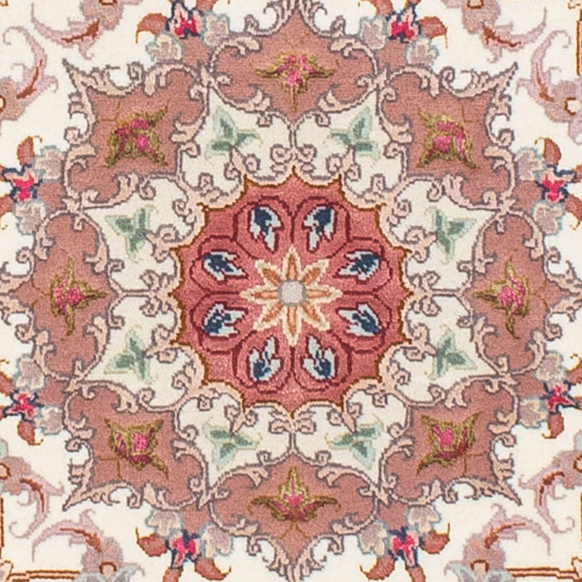 Tappeto Persero - Tabriz - Reale rotondo - 105 x 105 cm - beige