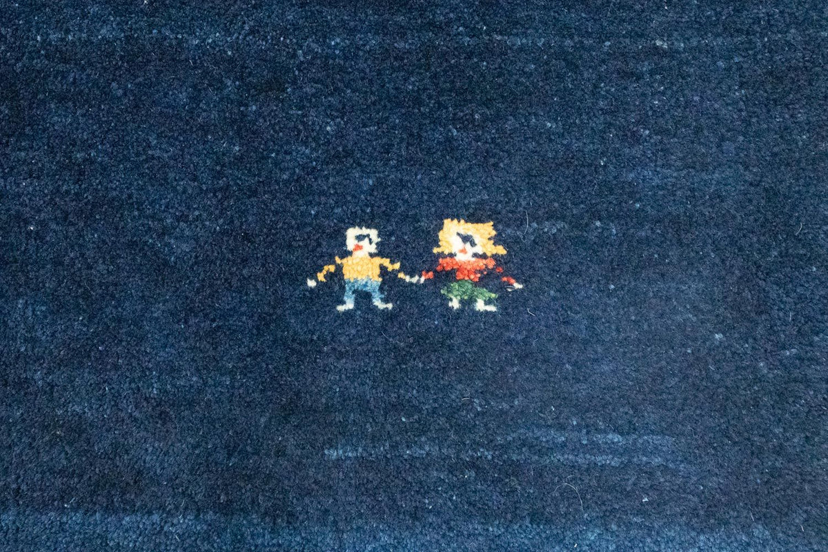 Tappeto corsia Tappeto Gabbeh - Persero - 293 x 111 cm - blu scuro