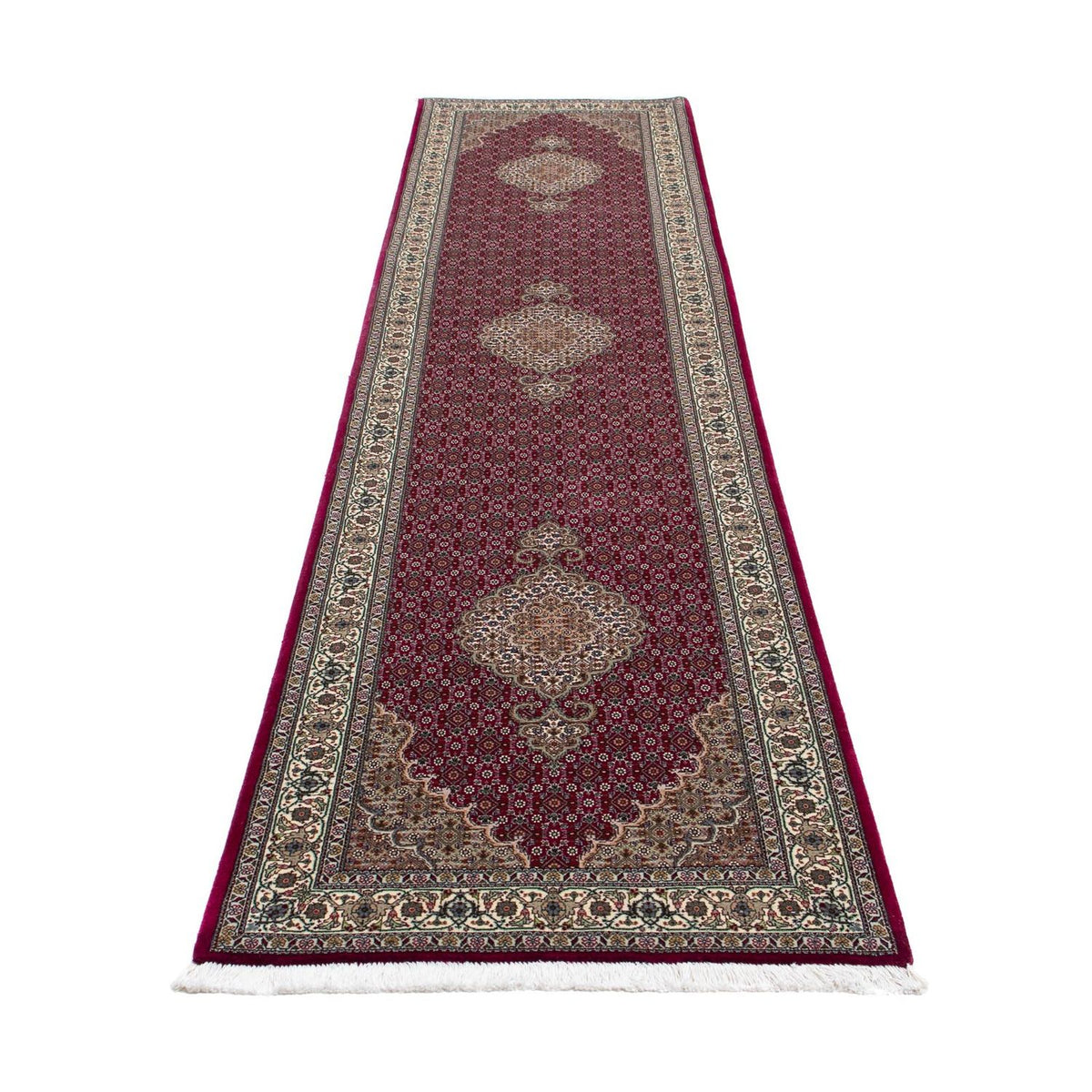 Tappeto corsia Tappeto Persero - Tabriz - 344 x 80 cm - rosso scuro