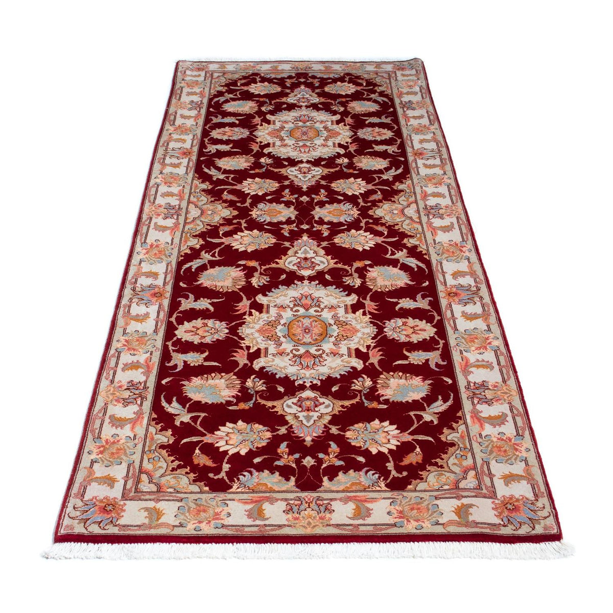 Tappeto corsia Tappeto Persero - Tabriz - Reale - 208 x 80 cm - rosso scuro