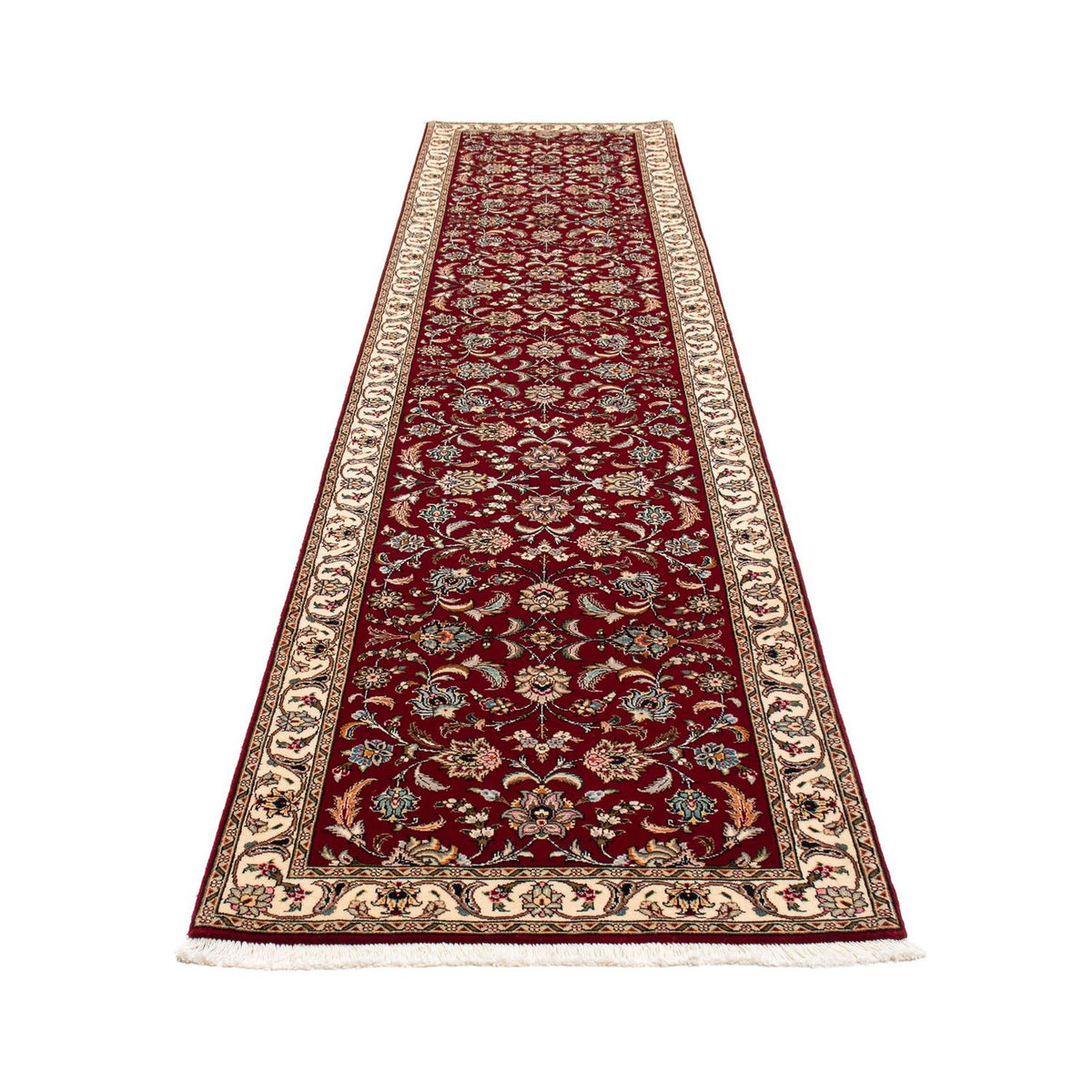 Tappeto corsia Tappeto Persero - Tabriz - Reale - 390 x 87 cm - rosso scuro