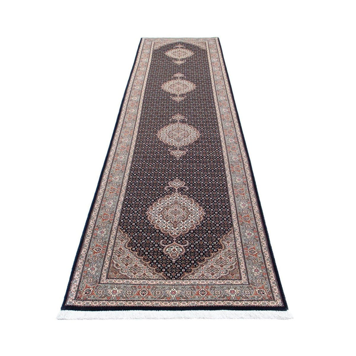 Tappeto corsia Tappeto Persero - Tabriz - Reale - 391 x 82 cm - blu scuro