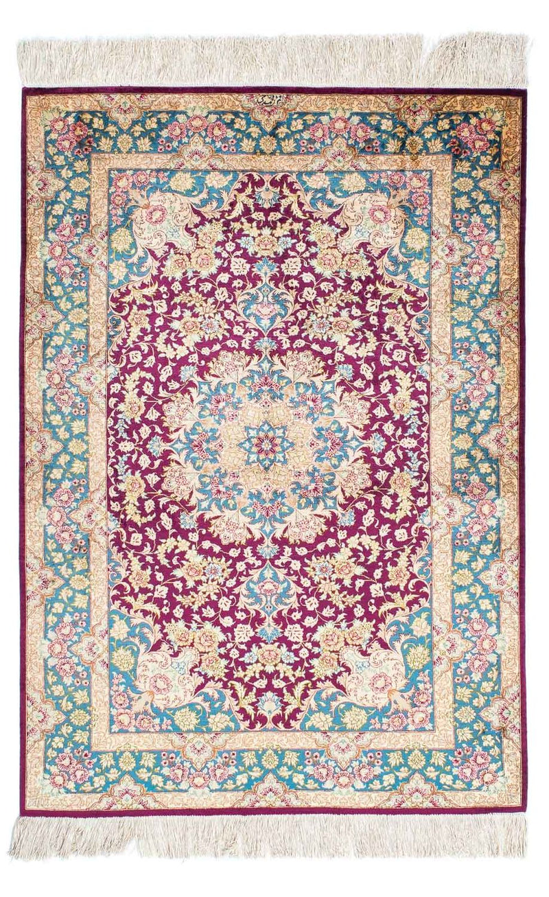 Tappeto Persero - Ghom - 148 x 99 cm - rosso scuro