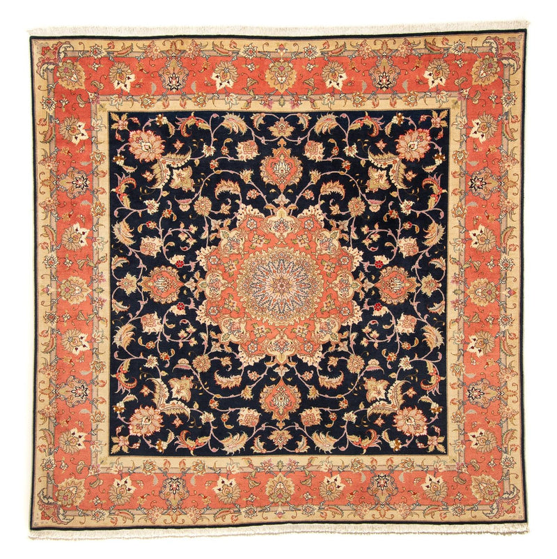 Tappeto Persero - Tabriz - Reale quadrato  - 202 x 202 cm - blu scuro