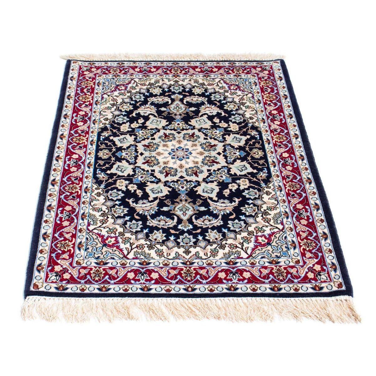 Tappeto Persero - Isfahan - Premio - 104 x 72 cm - blu scuro