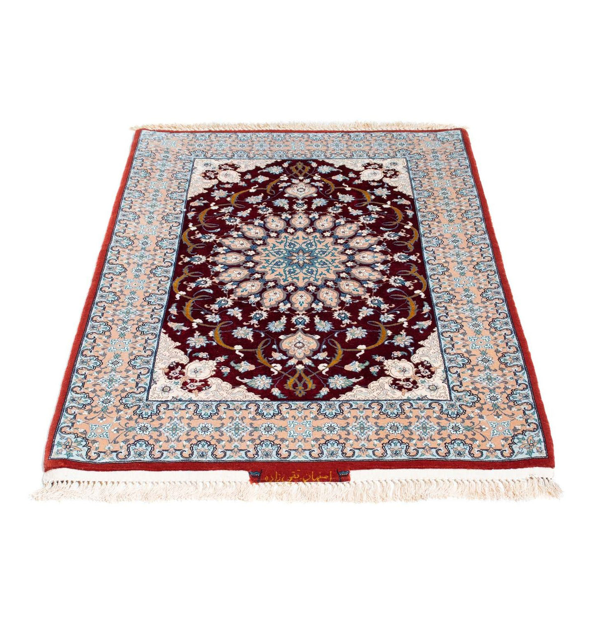 Tappeto Persero - Isfahan - Premio - 119 x 84 cm - rosso scuro
