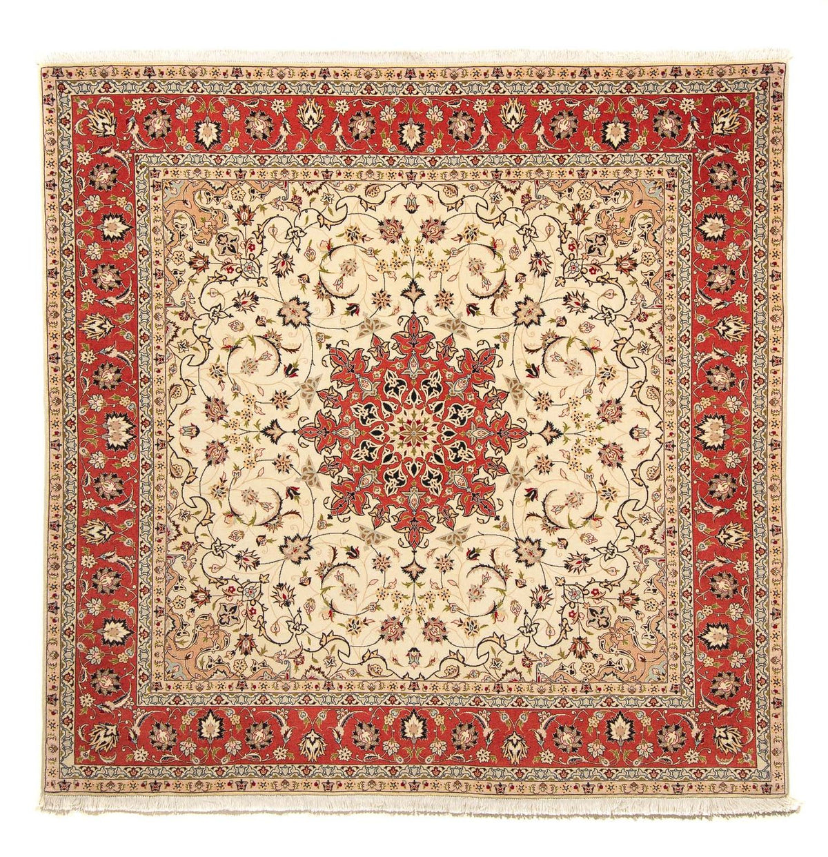 Tappeto Persero - Tabriz - Reale quadrato - 209 x 208 cm - beige