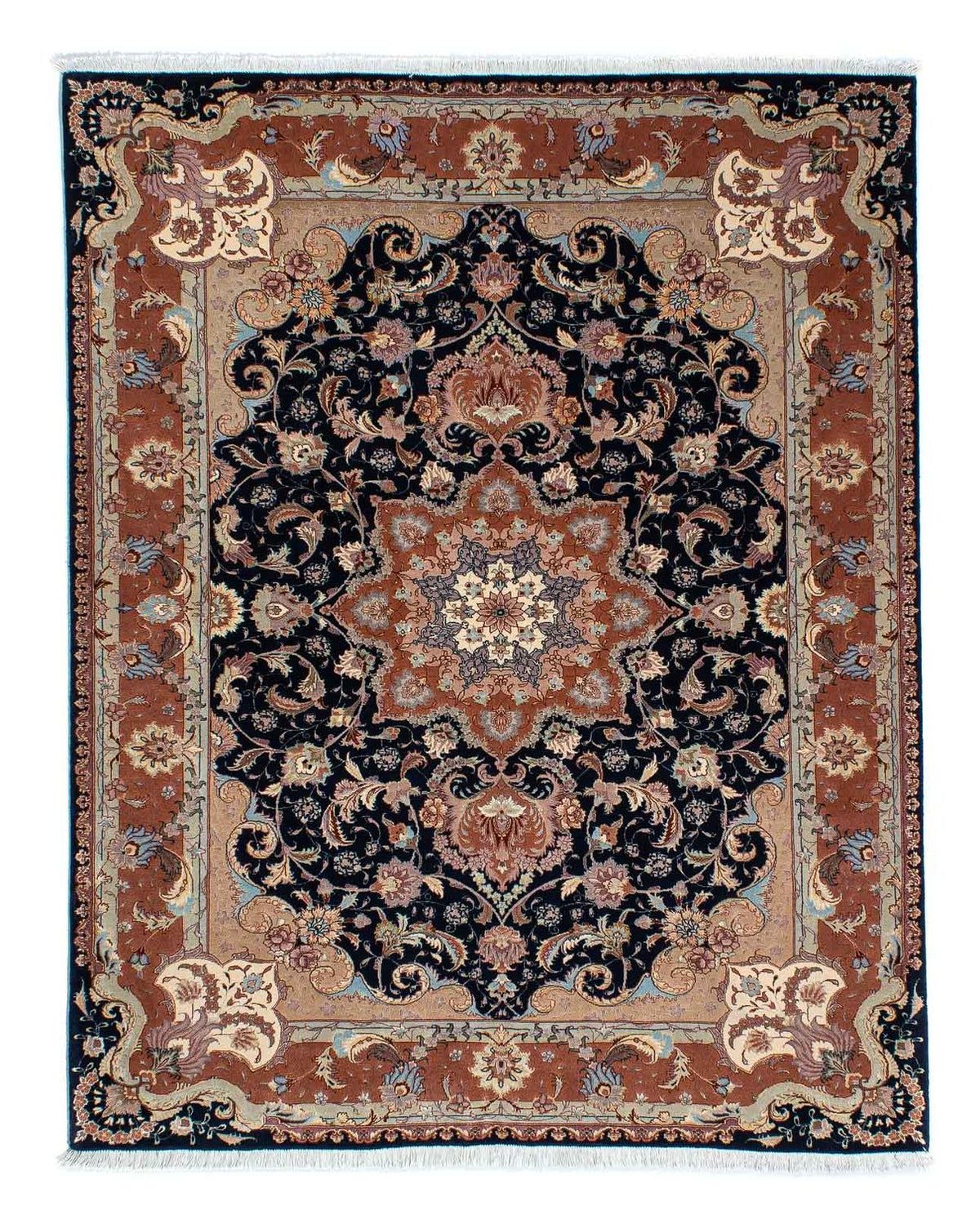 Tappeto Persero - Tabriz - Reale - 200 x 155 cm - blu scuro