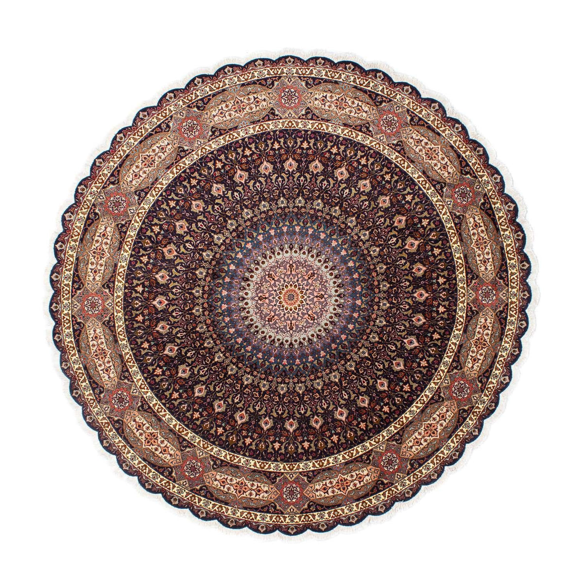 Tappeto Persero - Tabriz - Reale rotondo  - 240 x 240 cm - blu scuro