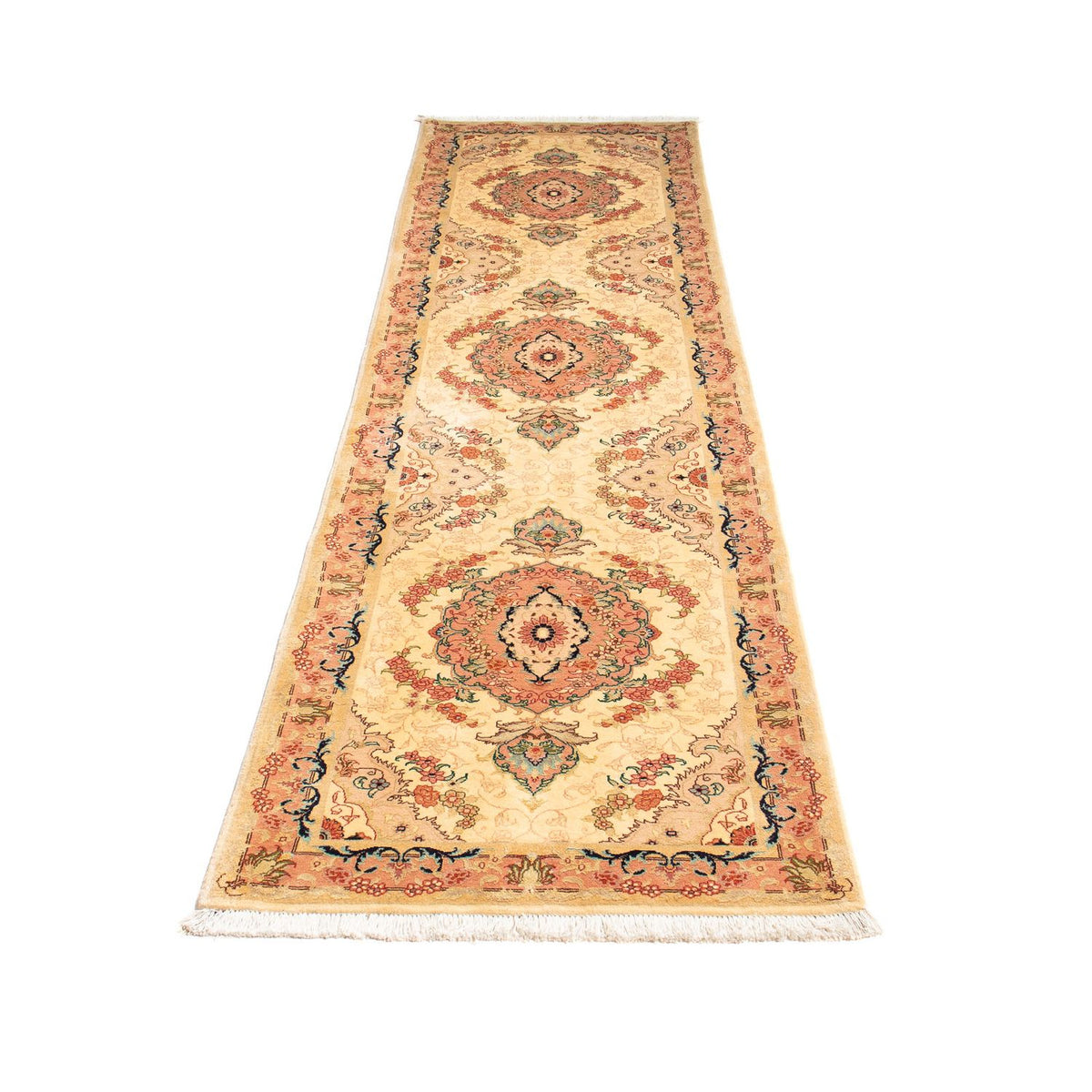 Tappeto corsia Tappeto Persero - Tabriz - Reale - 295 x 78 cm - marrone chiaro