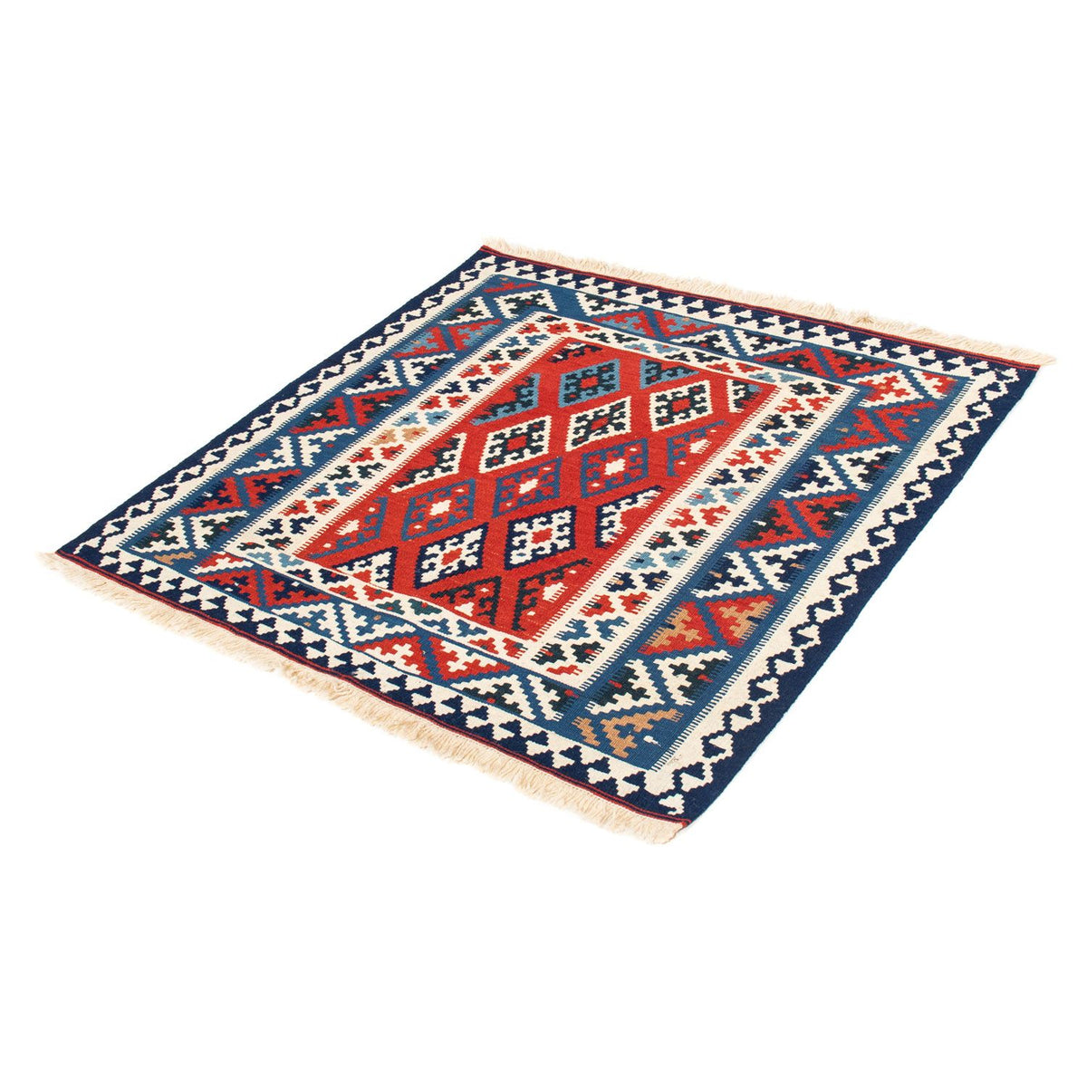 Tappeto Kelim - Orientale quadrato  - 103 x 95 cm - rosso scuro