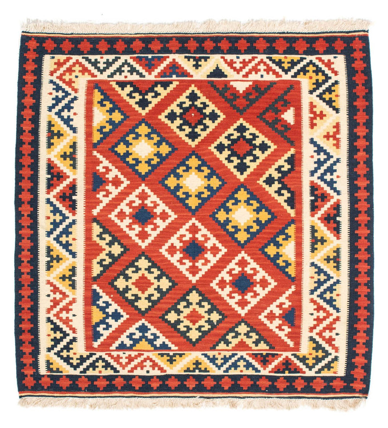 Tappeto Kelim - Orientale quadrato  - 103 x 102 cm - rosso scuro