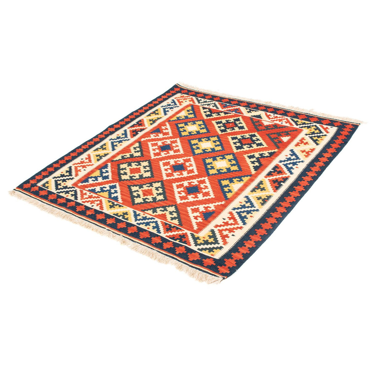 Tappeto Kelim - Orientale quadrato  - 103 x 102 cm - rosso scuro