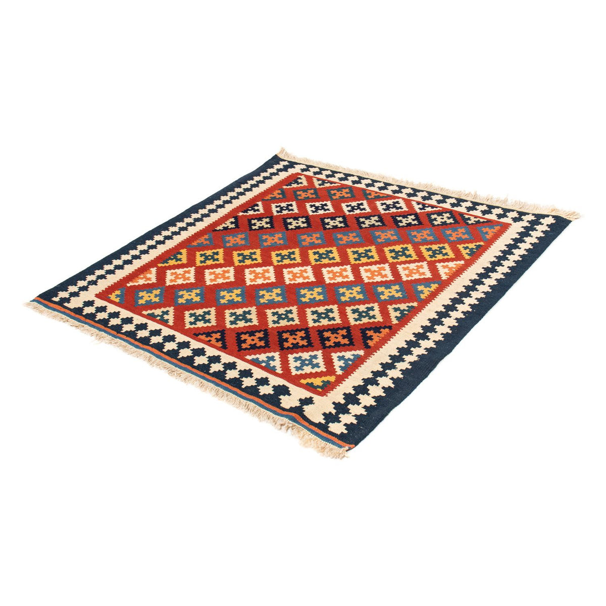 Tappeto Kelim - Orientale quadrato  - 105 x 103 cm - rosso scuro