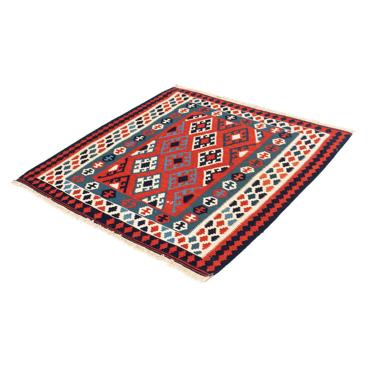 Tappeto Kelim - Orientale quadrato  - 104 x 103 cm - rosso scuro