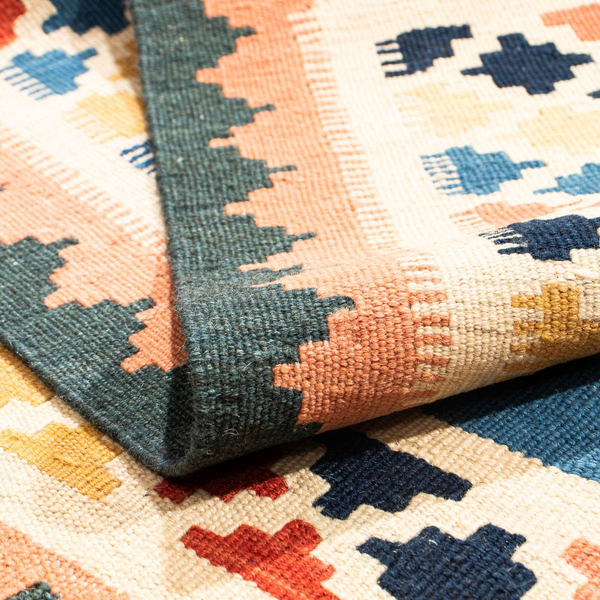 Tappeto Kelim - Orientale quadrato  - 106 x 102 cm - blu scuro