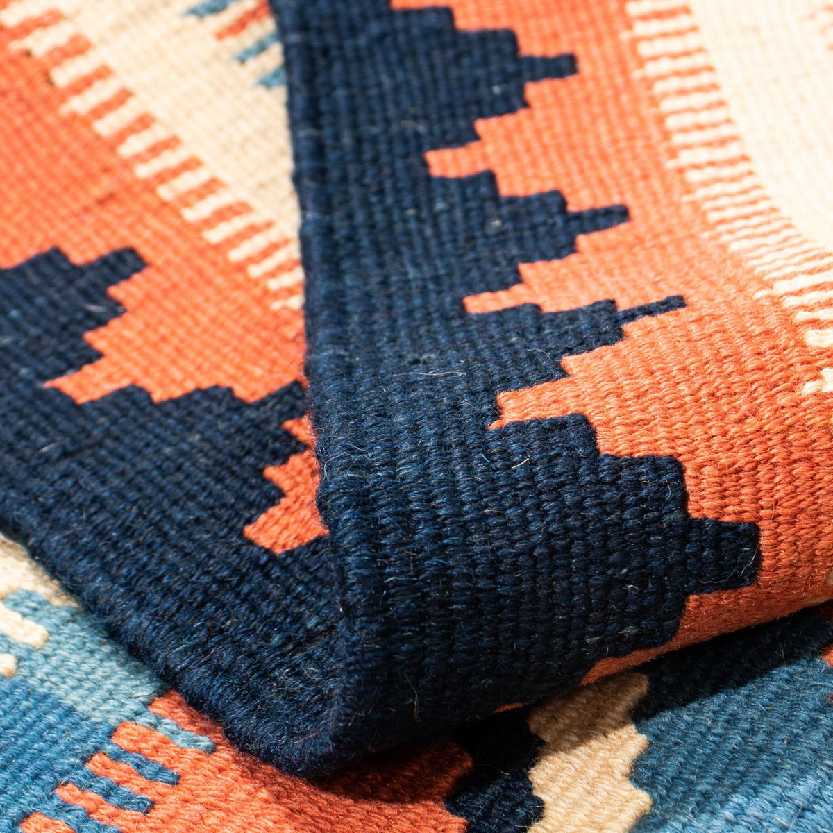 Tappeto Kelim - Orientale quadrato  - 103 x 100 cm - blu