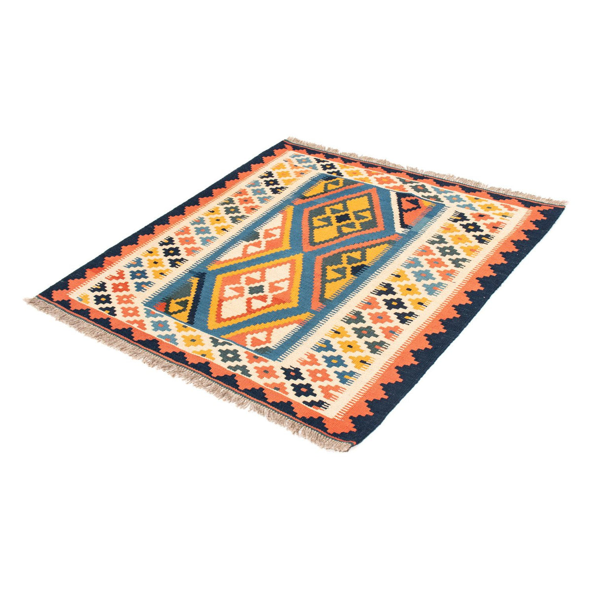 Tappeto Kelim - Orientale quadrato  - 103 x 100 cm - blu