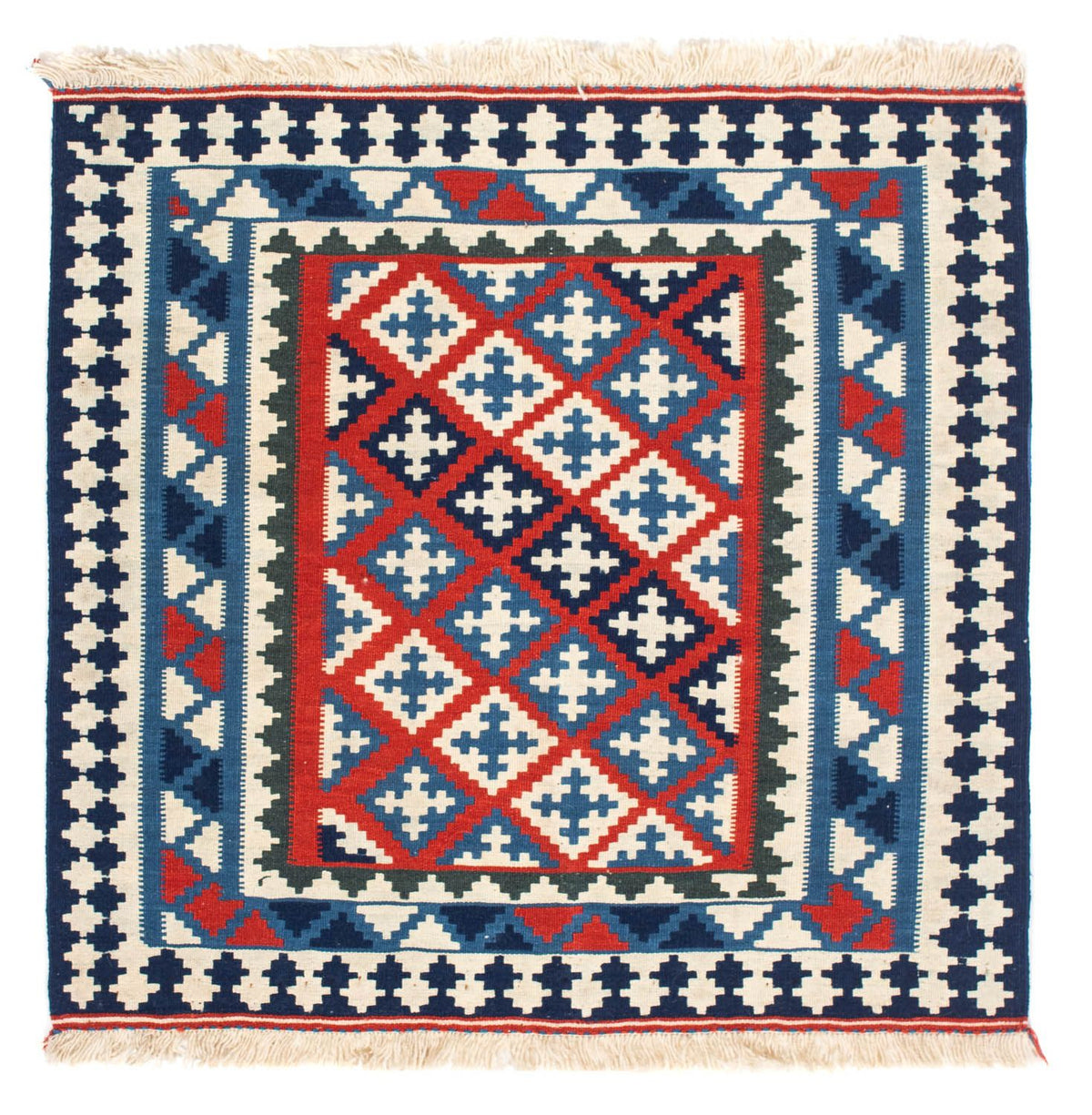 Tappeto Kelim - Orientale quadrato  - 103 x 100 cm - blu scuro