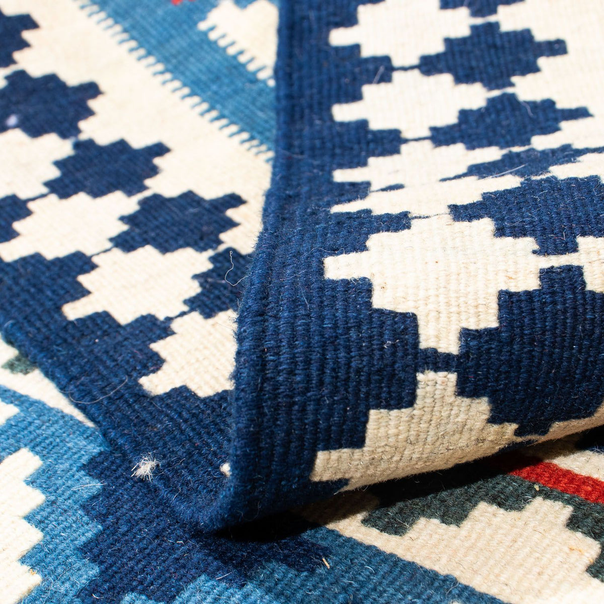 Tappeto Kelim - Orientale quadrato  - 103 x 100 cm - blu scuro