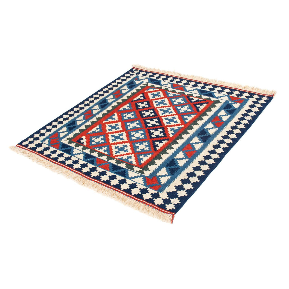 Tappeto Kelim - Orientale quadrato  - 103 x 100 cm - blu scuro