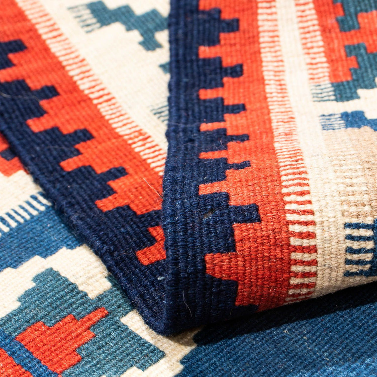 Tappeto Kelim - Orientale quadrato  - 103 x 102 cm - blu scuro