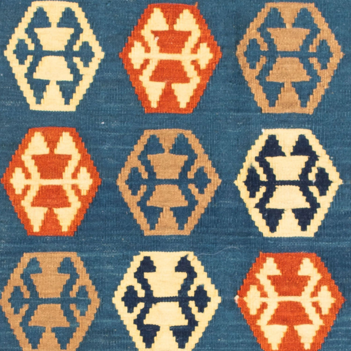 Tappeto Kelim - Orientale quadrato  - 102 x 95 cm - blu scuro