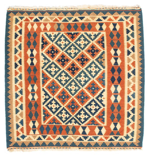 Tappeto Kelim - Orientale quadrato  - 105 x 103 cm - arancione