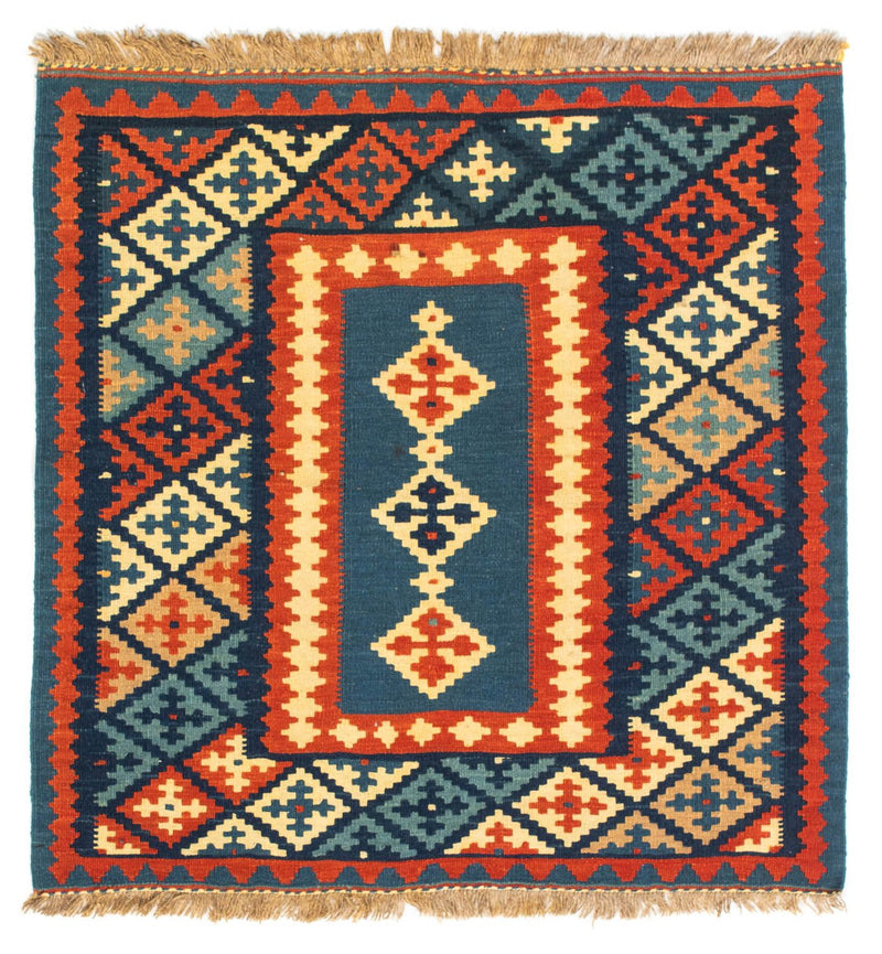 Tappeto Kelim - Orientale quadrato  - 100 x 100 cm - blu scuro